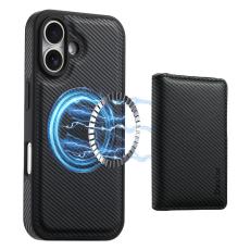 DENIOR - DENIOR Mobilskal till iPhone 16 Plus &Auml;kta L&auml;der Magnetiskt Svart