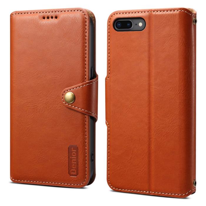 DENIOR - DENIOR iPhone 7 Plus / 8 Plus Plånboksfodral Konstläder - Brun