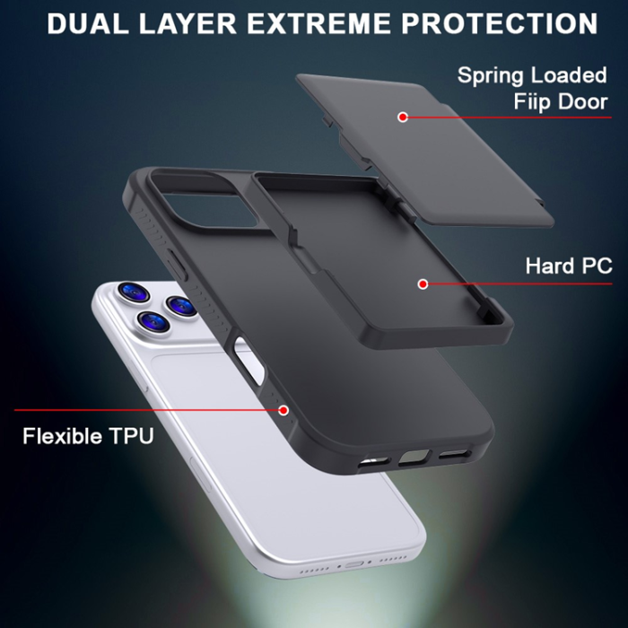 A-One Brand - iPhone 17 Pro Max Mobilskal Korthållare Mirror Kickstand