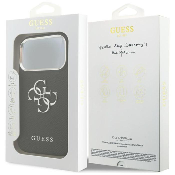 Guess - Guess iPhone 17 Pro Mobilskal Grained Big 4G Classic Logo - Svart