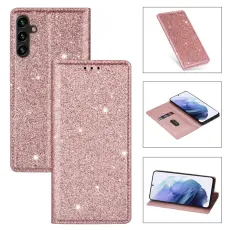 OEM - Mobilskal till SAMSUNG Galaxy S26 Glittrig PU L&auml;der + TPU Kortfack - Ros&eacute;guld