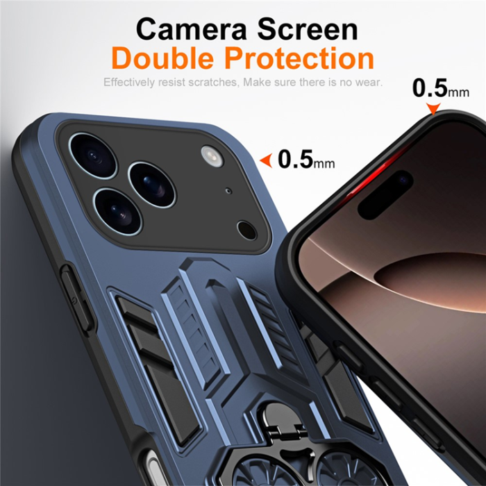 A-One Brand - iPhone 17 Pro Max Mobilskal Ringhållare Kickstand - Blå
