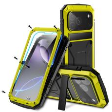 R-JUST - R-JUST Mobilskal till iPhone 17 Pro PC + Silikon + Metall Kickstand Gul