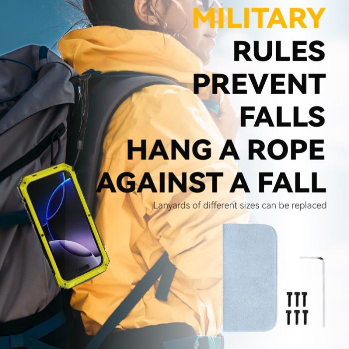 R-JUST - R-JUST Mobilskal till iPhone 17 Pro PC + Silikon + Metall Kickstand Gul