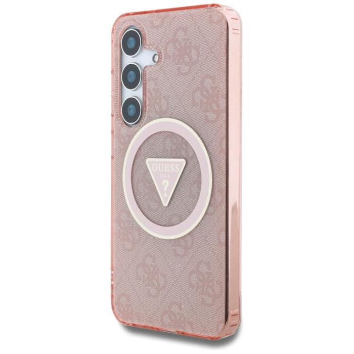 Guess - Guess Galaxy S25 Ultra Mobilskal MagSafe 4G Glitter Triangle Buttons - Rosa