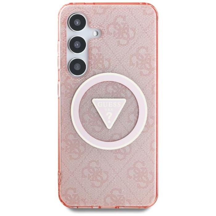 Guess - Guess Galaxy S25 Ultra Mobilskal MagSafe 4G Glitter Triangle Buttons - Rosa