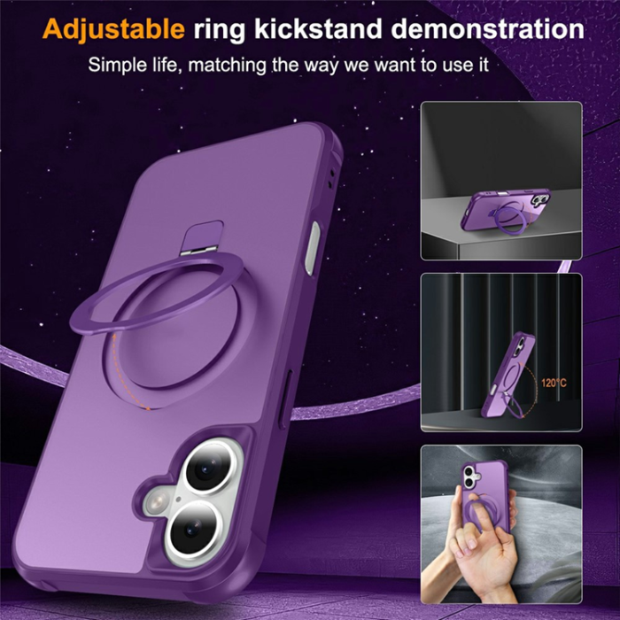A-One Brand - iPhone 17 Mobilskal MagSafe TPU+PC Kickstand - Lila