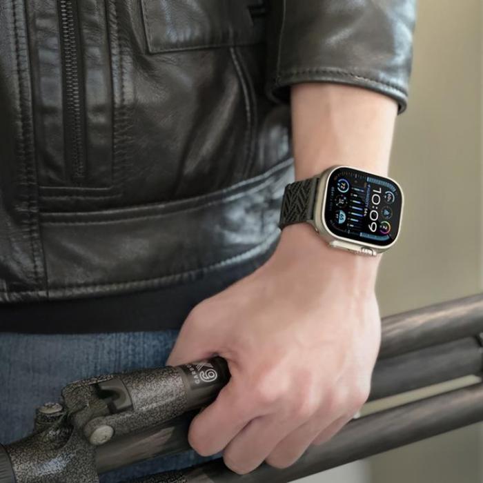 Just Mobile - Jsut Mobile Apple Watch (42/44/45/49mm) Armband Kolfiber - Svart