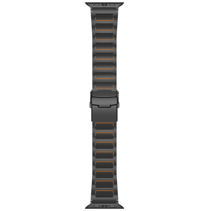 A-One Brand - Apple Watch (42/44/45/46/49mm) Armband Titanium Alloy - Svart/Orange