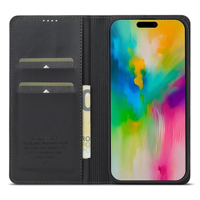 LC.imeeke - LC.IMEEKE iPhone 17 Plånboksfodral PU Läder - Svart