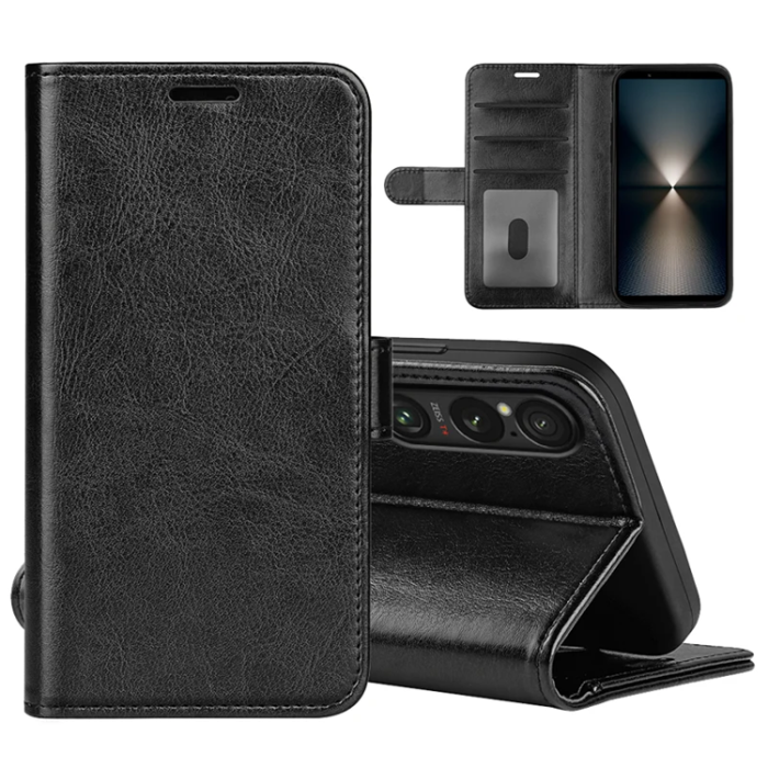 A-One Brand - Sony Xperia 1 VII Plånboksfodral Crazy Horse Texture - Svart
