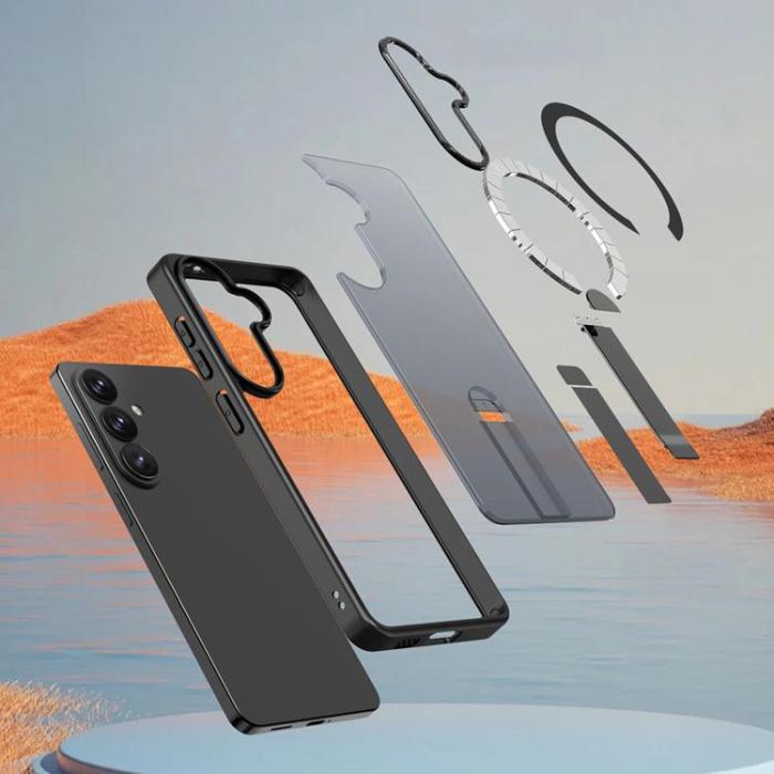 A-One Brand - Mobilskal för Galaxy S26 MagSafe Hybrid Armor X med Stativ - Svart