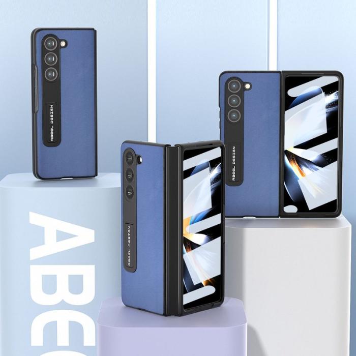 ABEEL - ABEEL Samsung Galaxy Z Fold5 Kickstand Plånboksfodral Äkta Läder Blå