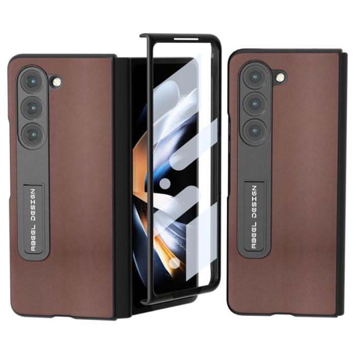 ABEEL - ABEEL Samsung Galaxy Z Fold5 Kickstand Plånboksfodral Äkta Läder - Brun