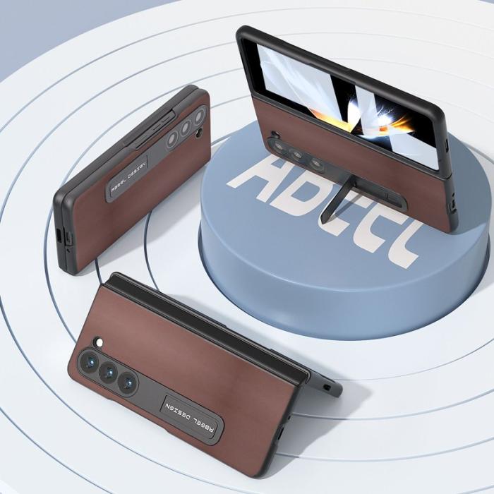 ABEEL - ABEEL Samsung Galaxy Z Fold5 Kickstand Plånboksfodral Äkta Läder - Brun
