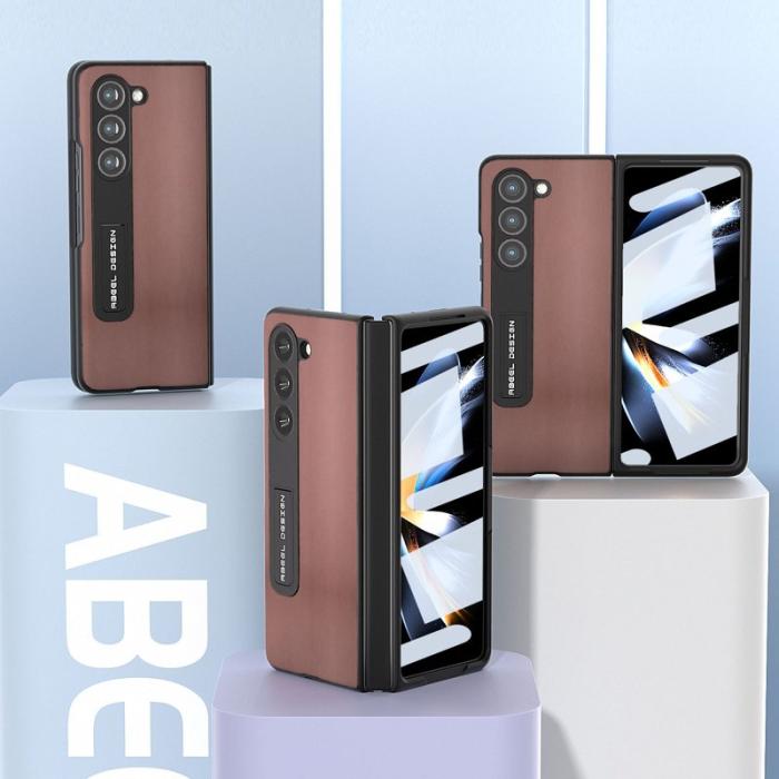 ABEEL - ABEEL Samsung Galaxy Z Fold5 Kickstand Plånboksfodral Äkta Läder - Brun