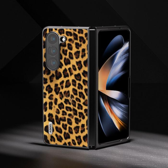 ABEEL - ABEEL Mobilskal till Samsung Galaxy Z Fold5 Leopard Champagne Guld