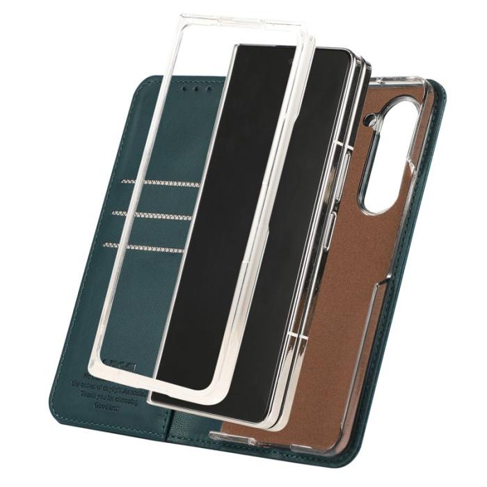ABEEL - ABEEL Samsung Galaxy Z Fold5 Plånboksfodral RFID-Skydd Konstläder - Grön