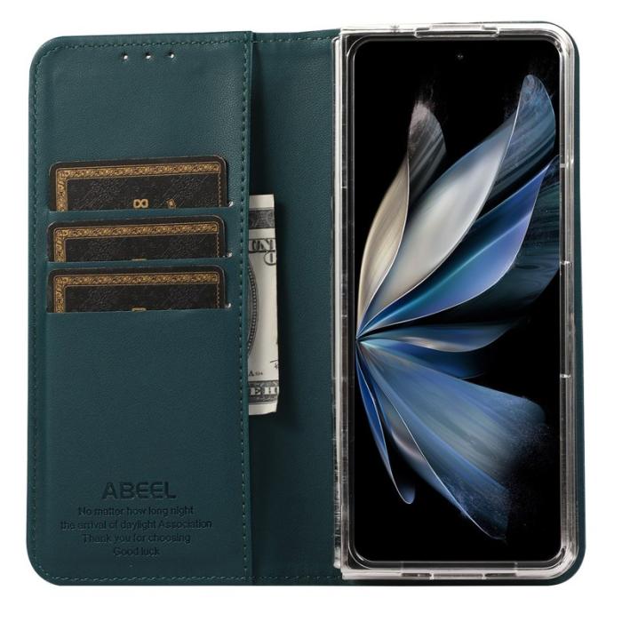ABEEL - ABEEL Samsung Galaxy Z Fold5 Plånboksfodral RFID-Skydd Konstläder - Grön