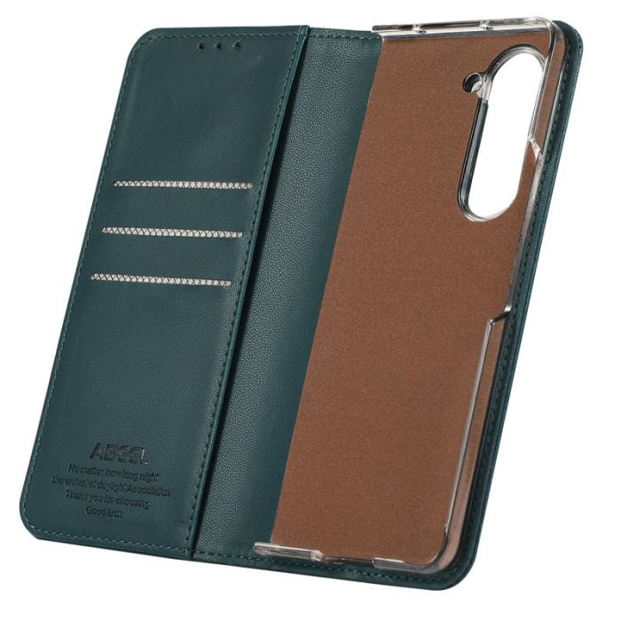 ABEEL - ABEEL Samsung Galaxy Z Fold5 Plånboksfodral RFID-Skydd Konstläder - Grön