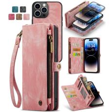Caseme - CASEME 008 Series iPhone 13 Pro Pl&aring;nboksfodral TPU Konstl&auml;der - Rosa
