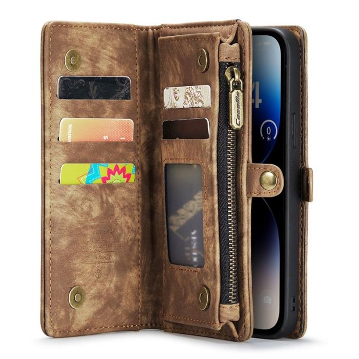 Caseme - CASEME 008 Series iPhone 13 Pro Konstläder Plånboksfodral 2-i-1 Brun