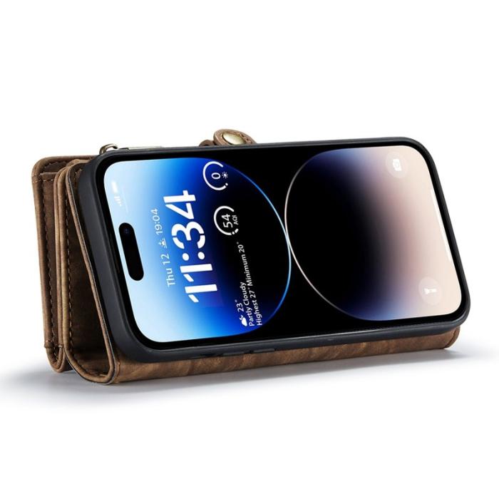 Caseme - CASEME 008 Series iPhone 13 Pro Konstläder Plånboksfodral 2-i-1 Brun