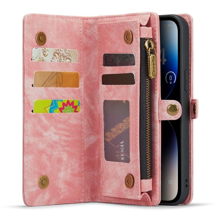 Caseme - CASEME 008 Series iPhone 13 Pro Plånboksfodral TPU Konstläder - Rosa