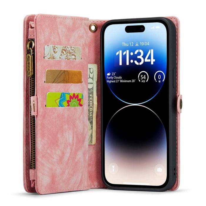 Caseme - CASEME 008 Series iPhone 13 Pro Plånboksfodral TPU Konstläder - Rosa