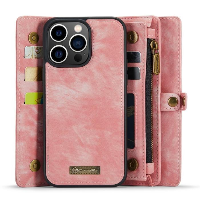 Caseme - CASEME 008 Series iPhone 13 Pro Plånboksfodral TPU Konstläder - Rosa