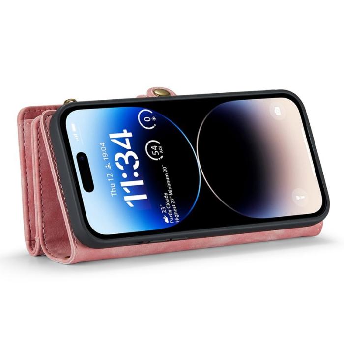 Caseme - CASEME 008 Series iPhone 13 Pro Plånboksfodral TPU Konstläder - Rosa