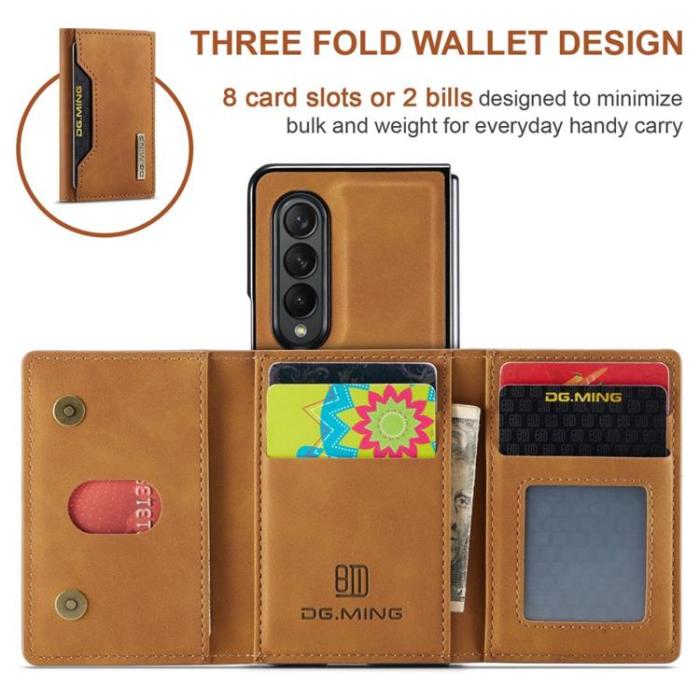 DG.MING - DG.MING Galaxy Z Fold 4 Plånboksfodral M2 Magnetic Kickstand - Brun