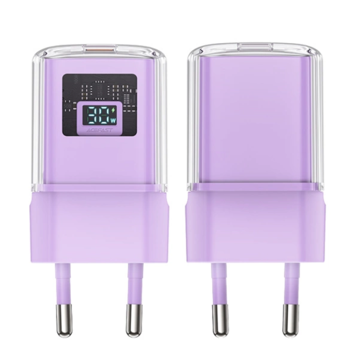 Acefast - Acefast Väggladdare USB-C 30W Med Display - Lila