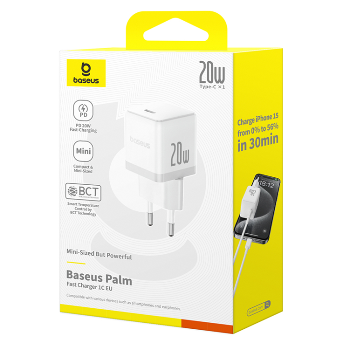 BASEUS - Baseus Snabbladdare USB-C 20W Palm