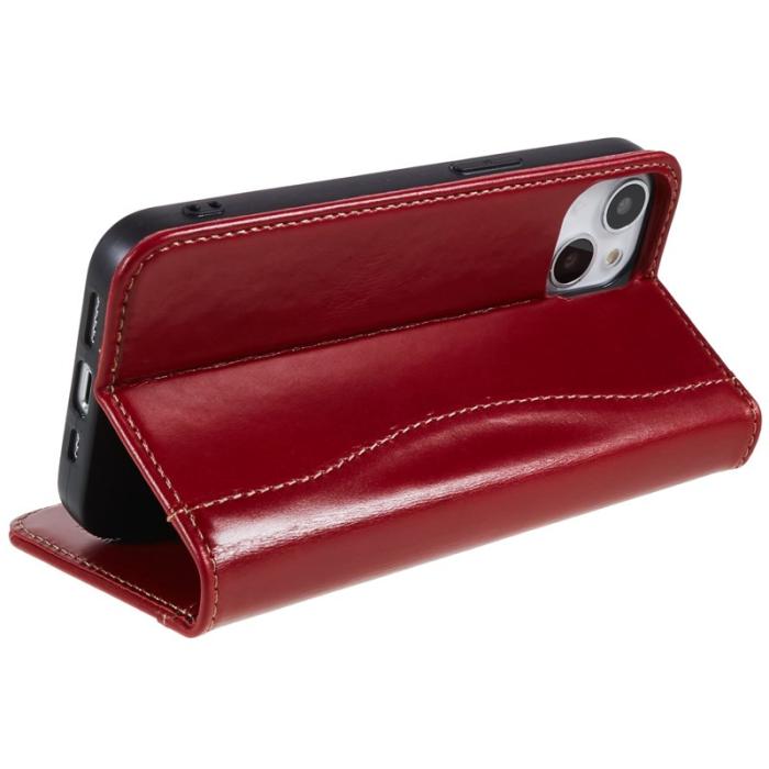 FIERRE SHANN - FIERRE SHANN iPhone 14 Plus Plånboksfodral Äkta läder - Röd