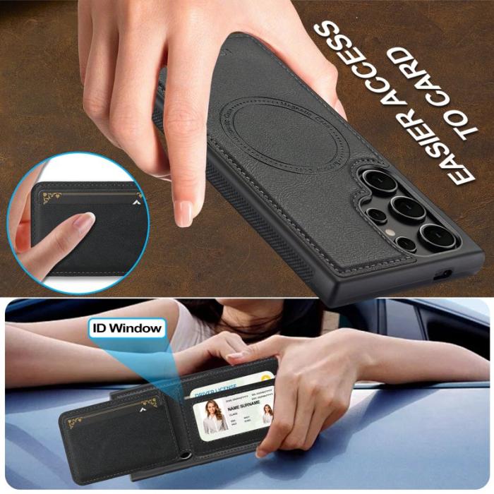 LC.imeeke - LC.IMEEKE L3 Samsung Galaxy S24 Ultra Fodral KonstLäder - Svart