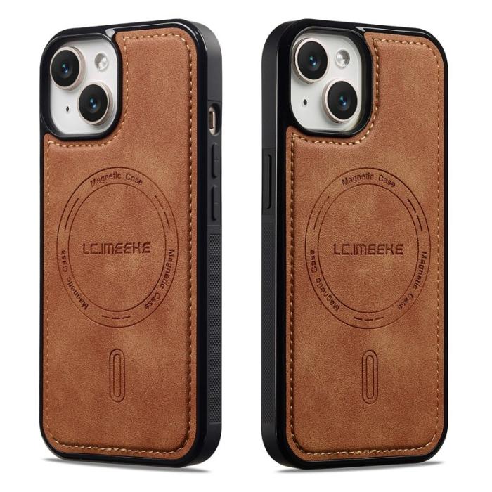 LC.imeeke - LC.IMEEKE L6 iPhone 15 Fodral KonstLäder - Brun