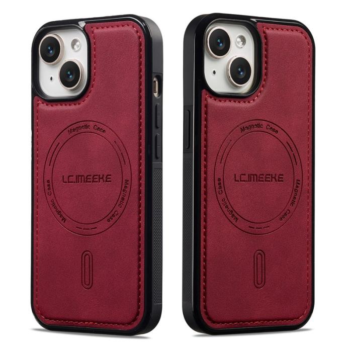 LC.imeeke - LC.IMEEKE L6 iPhone 15 Fodral KonstLäder - Röd