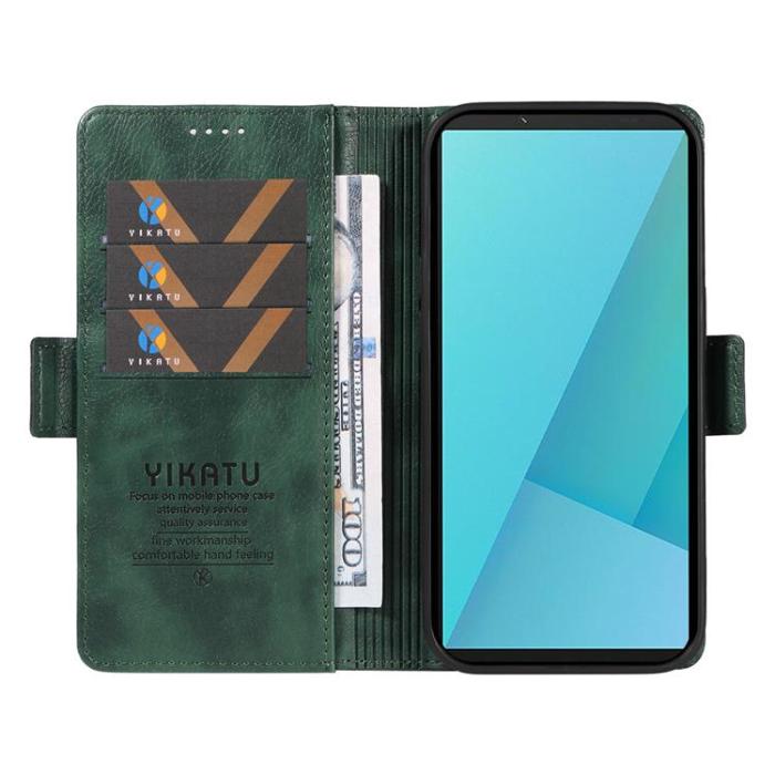 YIKATU - YIKATU Sony Xperia 10 VII Plånboksfodral Litchi Texture - Grön