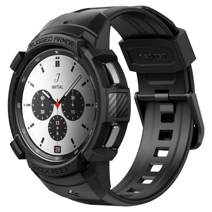 UTGATT4 - Spigen Rugged Armor Pro Strap Galaxy Watch 4 Classic 42mm - Matte Svart
