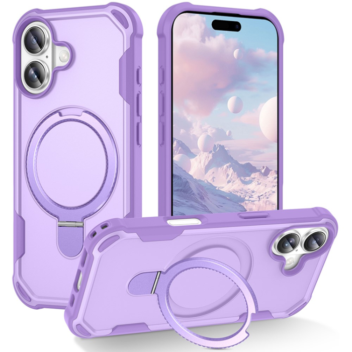 A-One Brand - iPhone 17 Mobilskal MagSafe TPU+PC Kickstand Shockproof - Lila