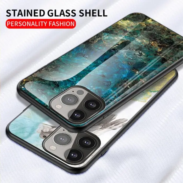 OEM - Anti-Scratch Härdat Glas Skärmskydd iPhone 13 Pro - Vit Marble