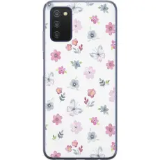 Gustaf - Mobilskal till Samsung Galaxy A03s med Blommor och fj&auml;rillar