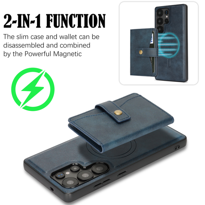 A-One Brand - Galaxy S25 Ultra Mobilskal MagSafe Detachable Korthållare Kickstand