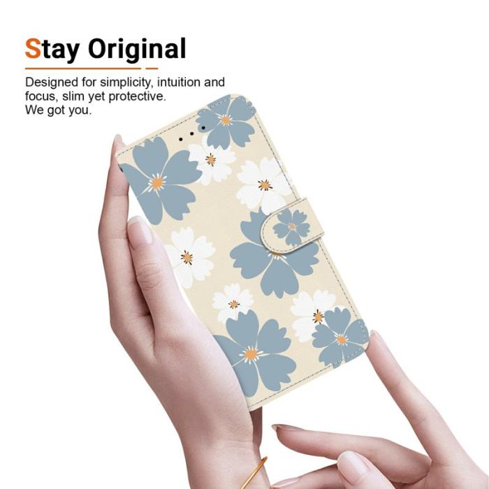 OEM - Samsung Galaxy S26 Fodral Mönstertryck Konstläder Ställ - Blå Daisy