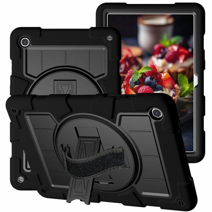 A-One Brand - Galaxy Tab A9 Plus Skal Rotating Handrem Med Axelrem - Svart
