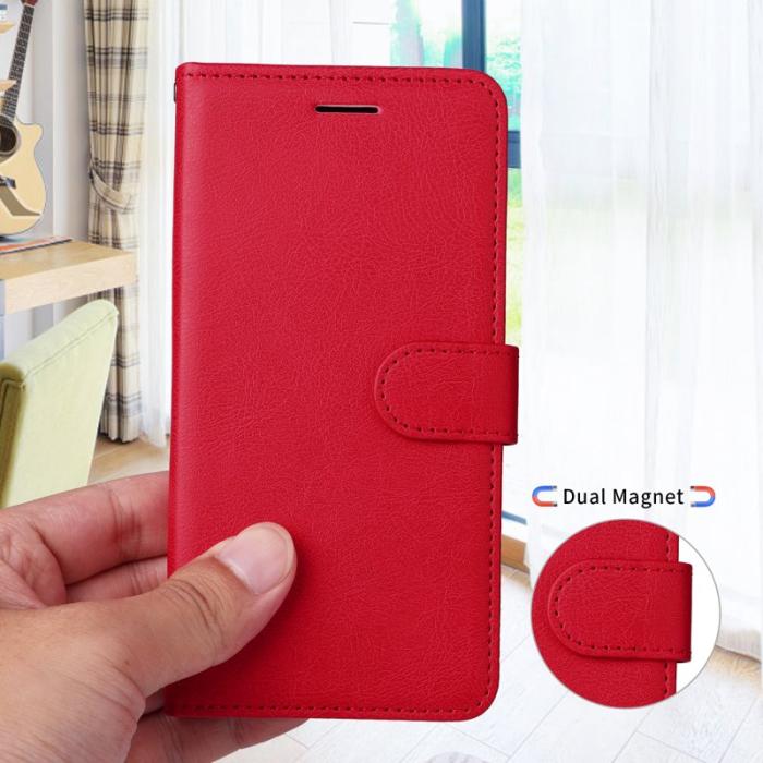 OEM - Samsung Galaxy S26 Ultra Fodral Äkta Läder Med Rem - Röd