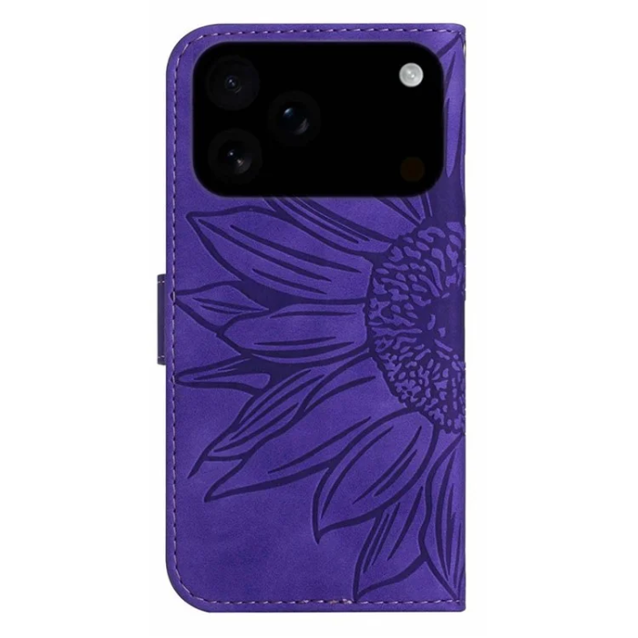 A-One Brand - iPhone 17 Pro Max Plånboksfodral Sunflower Imprint - Mörklila