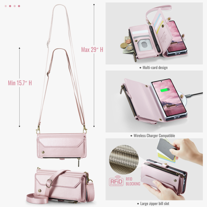 Caseme - CASEME Galaxy Z Fold 7 Plånboksfodral Med Remmar - Rosa
