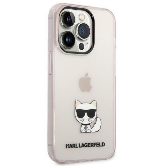 UTGATT1 - Karl Lagerfeld iPhone 14 Pro Skal Transparent Choupette Body - Rosa